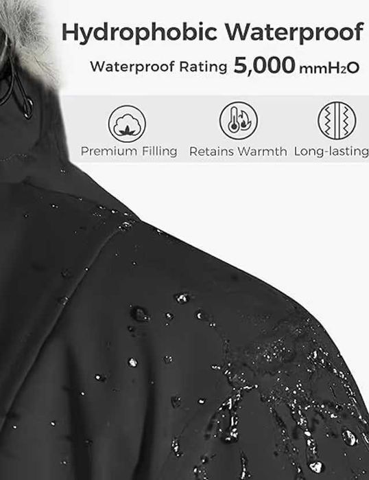 Palton de iarnă, femei, Wantdo, parka rezistent la vânt - negru 46-48