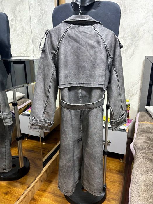 Трендовый тренч эко кожа плащ