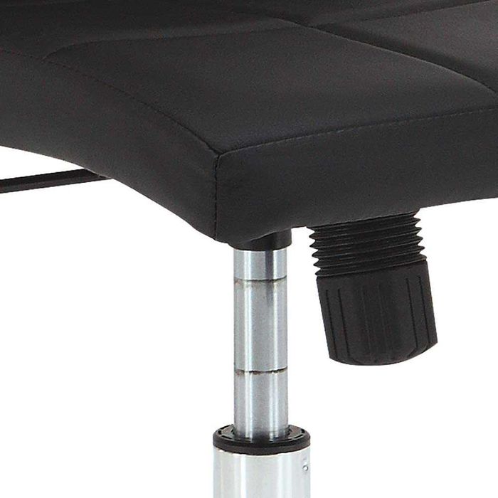 Офис стол Стол за бюро с газов механизъм, черна кожа и хромирана рамка