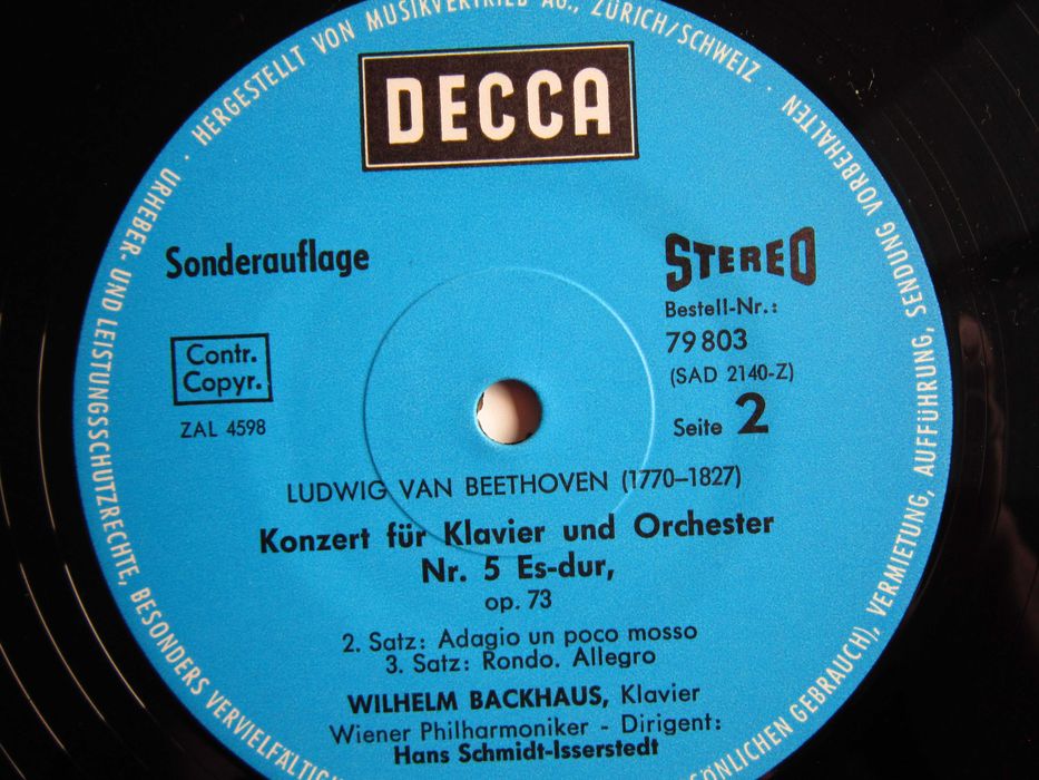 vinil rar Beethoven 5 Concert Pian - Wilhelm Backhaus 1969 impecabil
