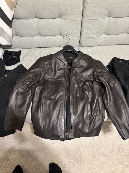 Geaca piele moto plus protectie spate si genunchi