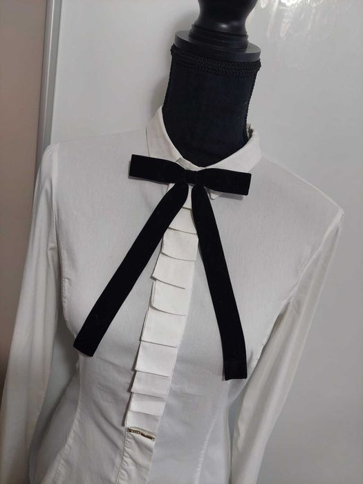 Fundă brosa catifea neagră pentru gât stil meli Melo, simplă, lungă