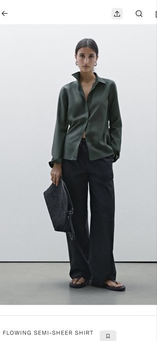 Рубашка женская темно зеленая Massimo Dutti