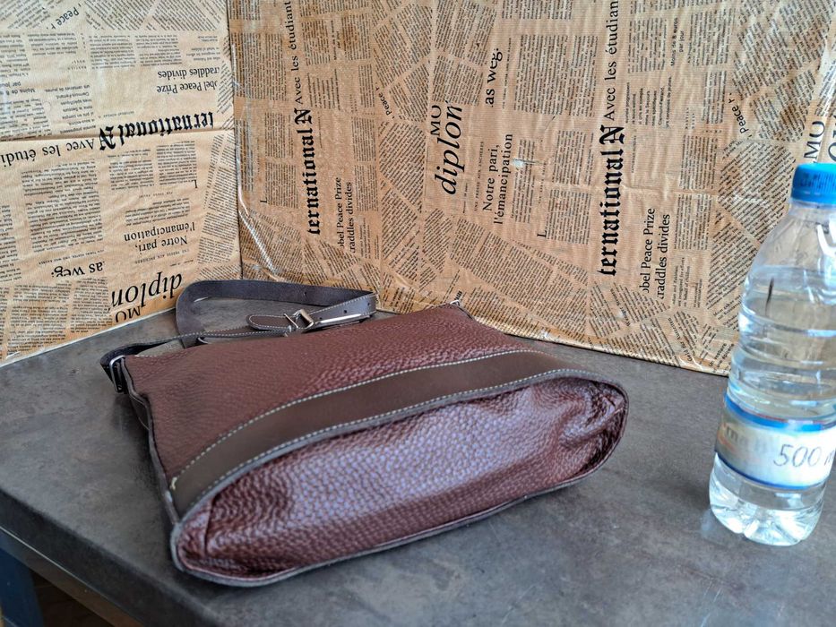 мъжка чанта,кожена Frederic T Paris-естествена кафява кожа