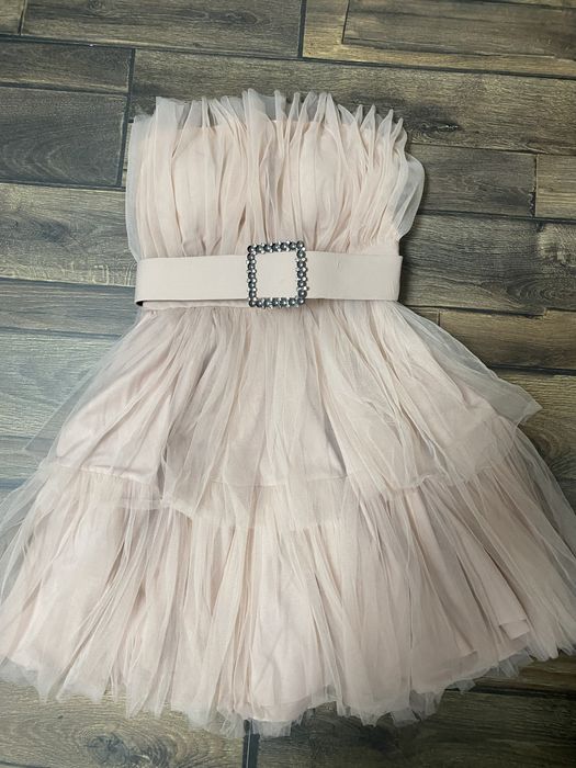 Елегантна тюлена рокля в  розово , р-р 38