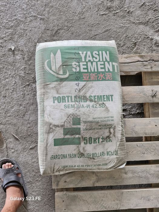 Yasin 550+ va 450+ marka sementlar bor, bepul yetkazib beramiz