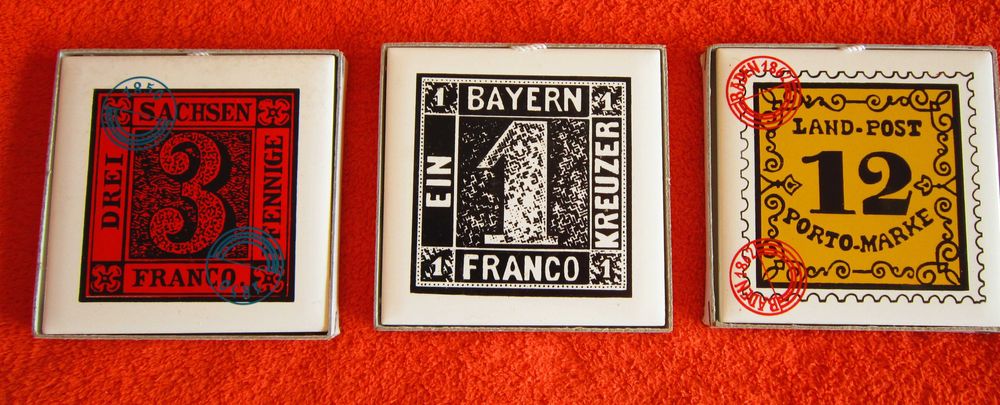 cadou rar placa ceramica vintage Timbre Poștale rare made Germany 1970