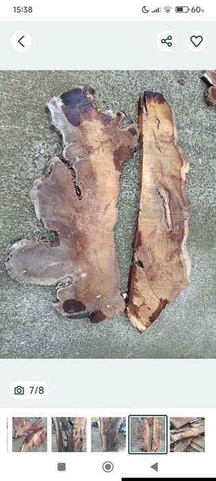 Lemn nuc, stejar, paltin, ulm, dud, cireș  pentru blaturi rășină epoxidică