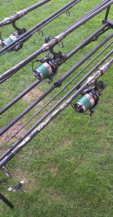 Set Pescuit,3 Lansete 3,90m+3 Mulinete Storm 9S Long Cast+Rod Pod