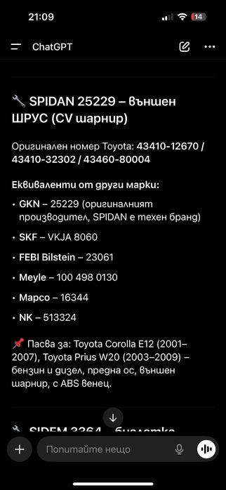 Каре за Тойота корола версо