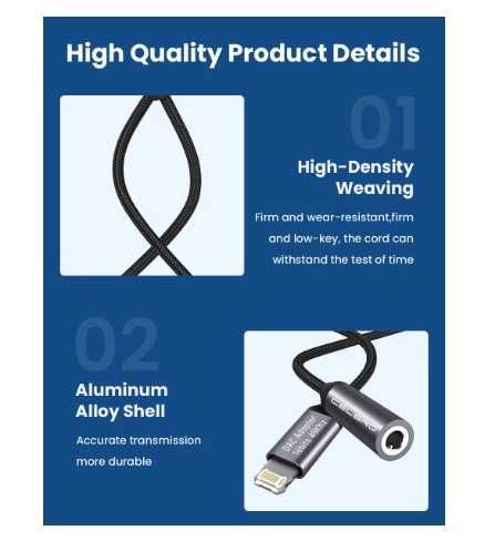 Adaptor auxiliar de 3,5 mm, Lightning la jack