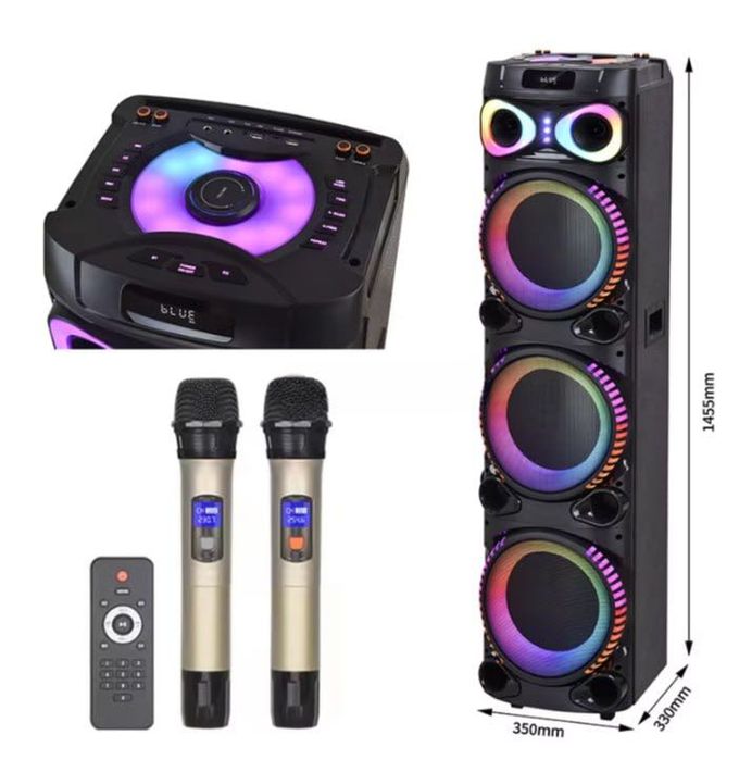 MT-1289 kuchli portativ kalonka, LED  va 2 ta  mikrofon bilan A12