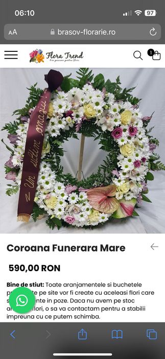 Livrări flori, buchete, coroane funerare  Brașov și împrejurimi