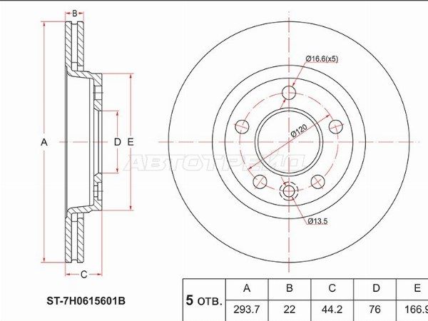 Диск тормозной Volkswagen Transporter