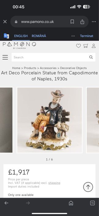 Statueta portelan Art Deco (figurina) Capodimonte Italy.