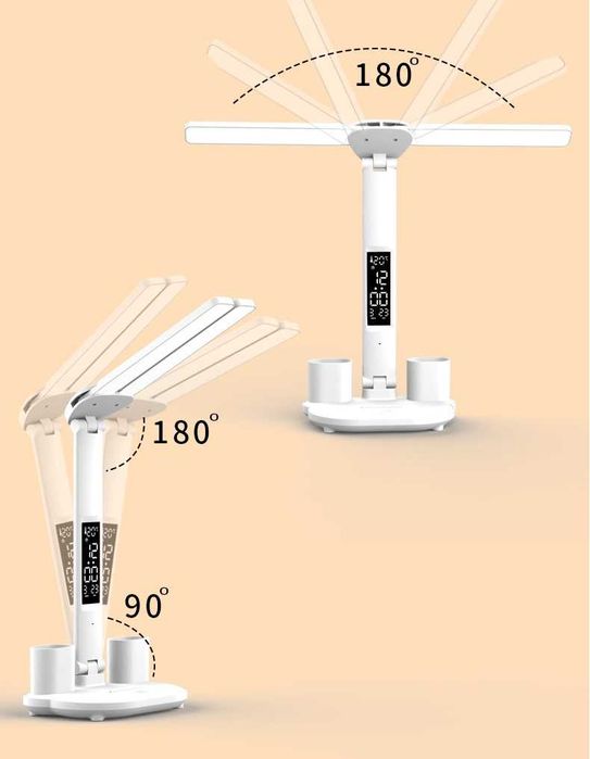 Настольная  лампа с аккум. 4в1 - светильник, часы, термометр, ночник