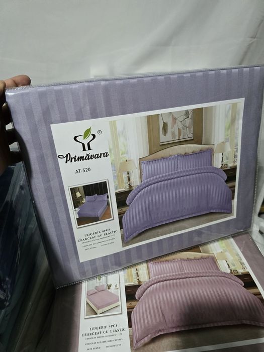 Спални комплекти 4 части  от памучен сатен райе от мсмпердета.бг