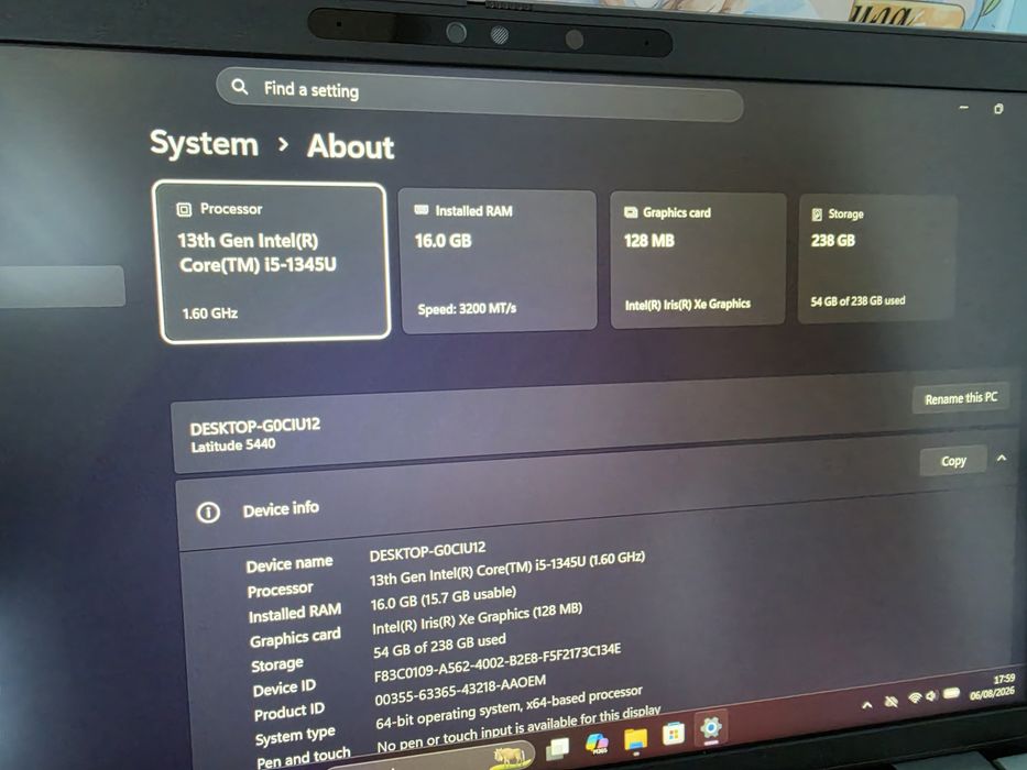 Dell Latitude 5440 / i5-1345U / 16GB Ram / 256 SSD