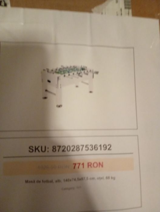 Masă de fotbal,mare  140x74,5x87,5 cm,