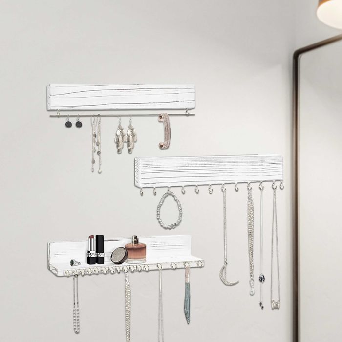 Органайзер бижута медали за стена дървен с кукички поставка закачалка