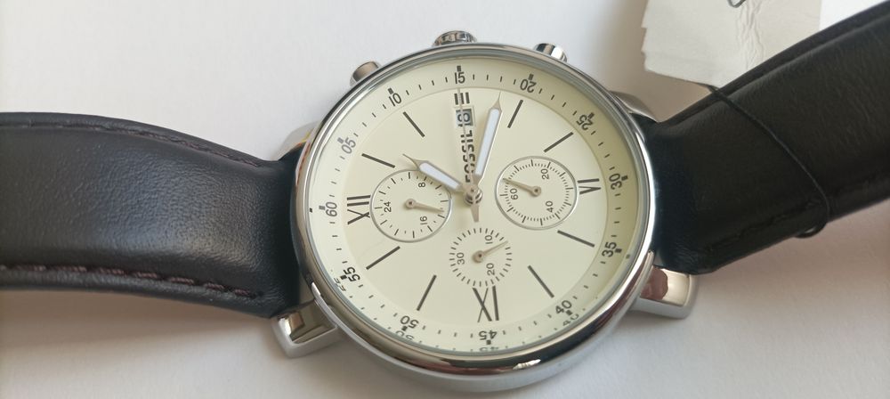 Мъжки часовник Fossil BQ1007 Хронограф кафява кожена каишка 42mm 5ATM