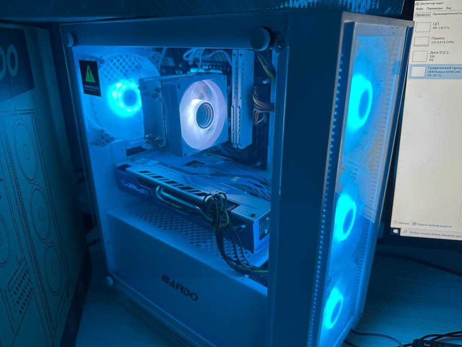 Игровой кейс  с Монитором 27/ RX 590 8gb / DDR4 16gb / 12 ядерный