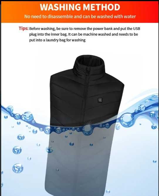 Интелигентна отопляема жилетка с 9 зони за отопление