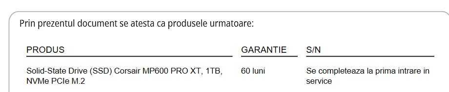 Vand (SSD) Corsair MP600 PRO XT, 1TB, NVMe PCIe M.2