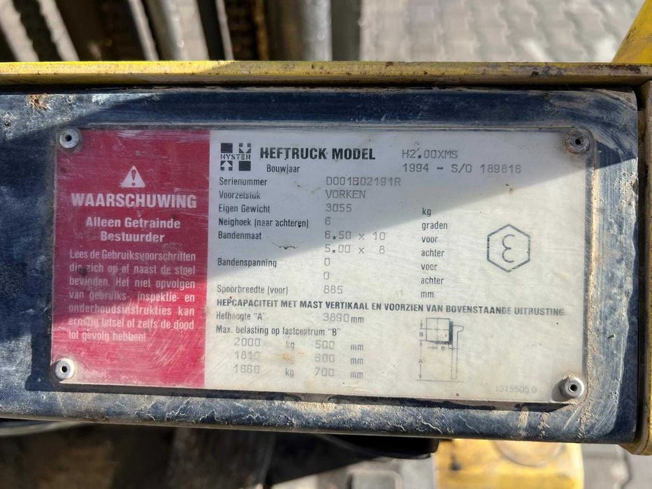 Stivuitor Hyster H2 -  2000 kg , 3.8 m