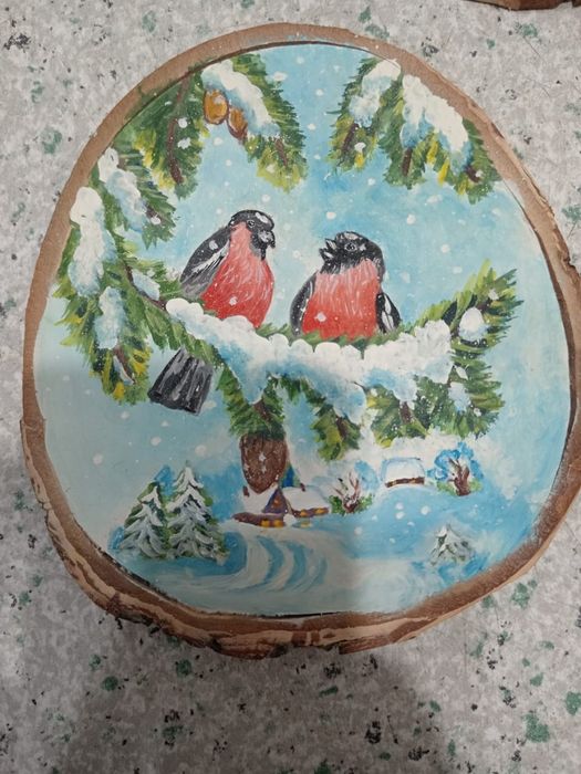 Картины на срезе дерева