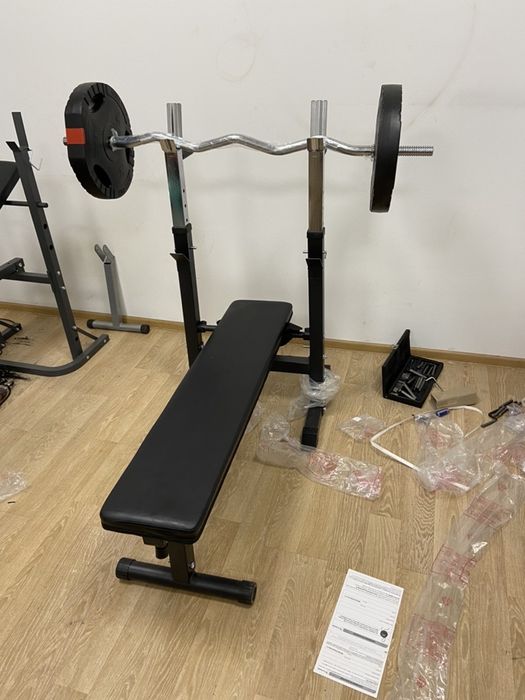 Banca piept reglabila cu suport de haltera+Bara z+2 discuri de 10+10 k