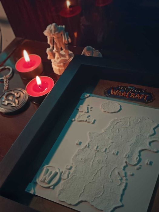 World Of Warcraft - Kalimdor Hartă în Ramă -3D Printed (22x17)