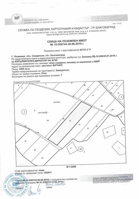 Продавам земеделска земя в село Лозеница, Община Сандански, НТП: ЛОЗЕ