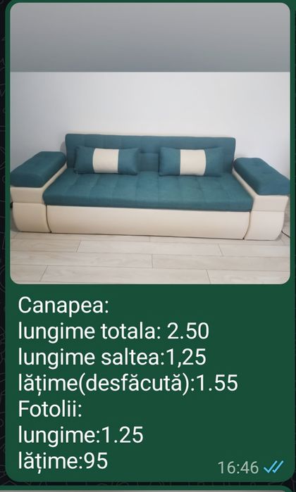 Canapea si Fotolii de culoare turcoaz