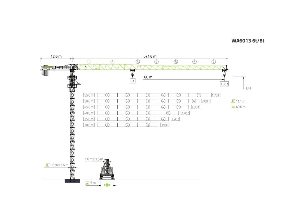 Башенный кран WA6013-6t8t Zoomlion