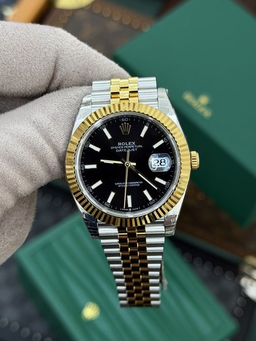 Rolex Date-Just 41mm Teo Tone Black Cal 3235