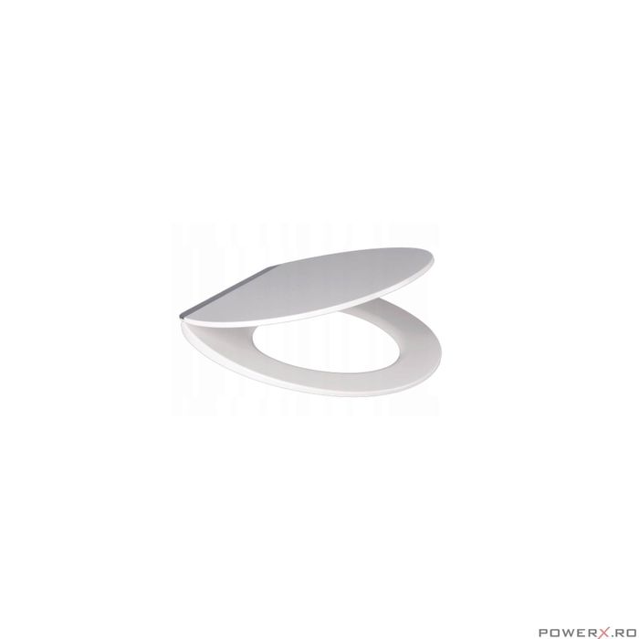 Capac WC inchidere silentioasa, duroplast alb, aplicatii gri, placa