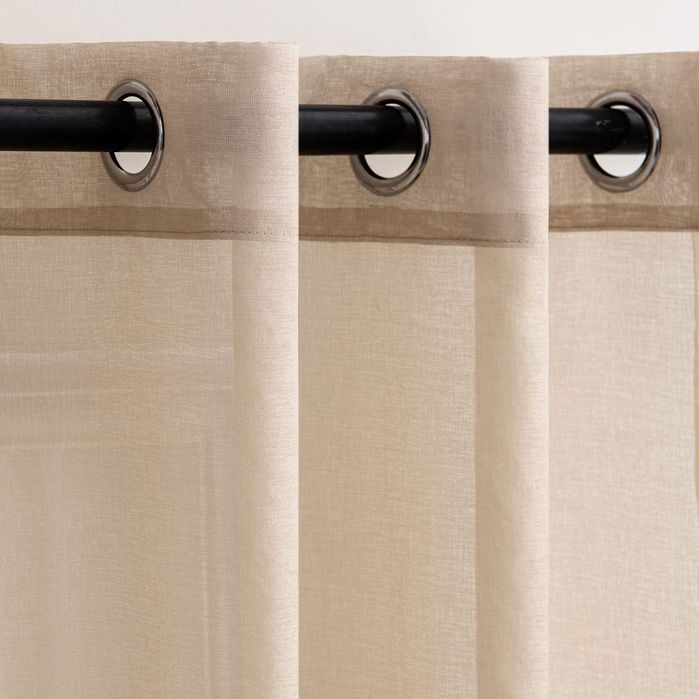 Set 2 Perdele Voal Semi-Transparente Bej 140x245 cm – Stil In, Inele Metalice