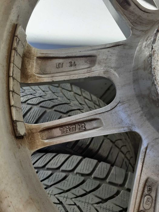 4 Roți Jante 17 aliaj 5x112 Mercedes 225/50 R17 M+S iarnă   și 2 anvelope M+S 215/55 R17 Bridgestone