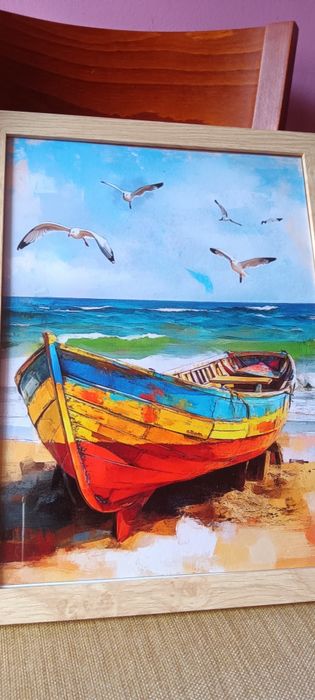 Изкуство с Весела Котка на Платно -Ретро Постер 30см./40 см.