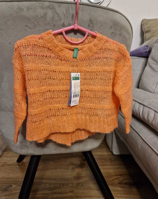 Pulover Benetton cu mohair 1-2 ani nou