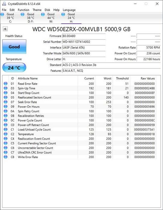 hdd hard disk hard drive хард диск WD Green 5TB sata малко ползван