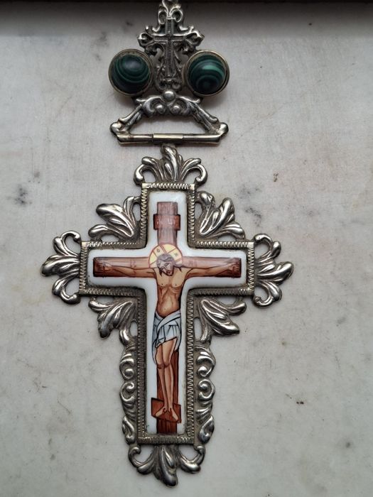 Cruce veche argint email Rusia