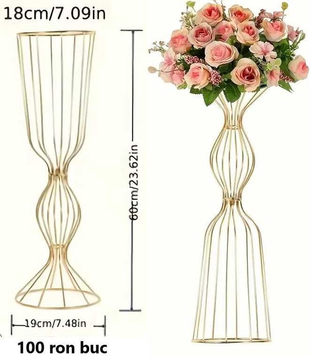 Suporti flori metalici aurii nunta mese, intrare sala(vand inchiiriez)