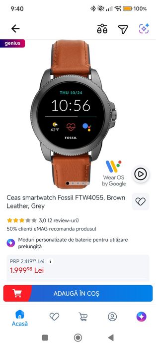 Fossil FTW4055 fara zgarieturi