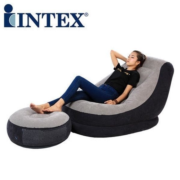 Надувное кресло Intex Ultra Lounge с пуфиком (68564), 137х102 см, серы