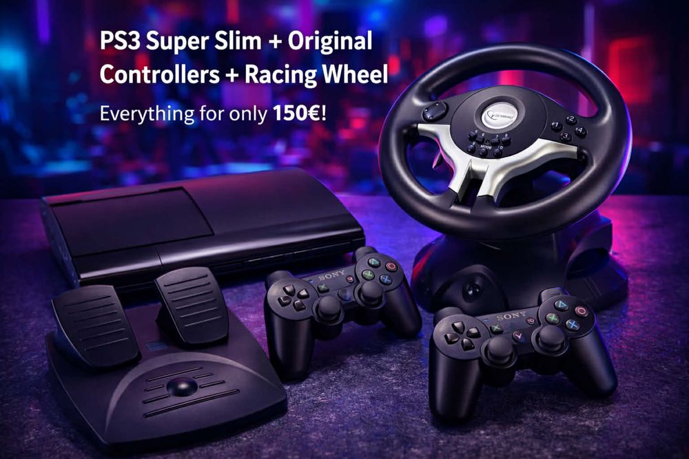 PS3 Super Slim + 3 контролера + волан