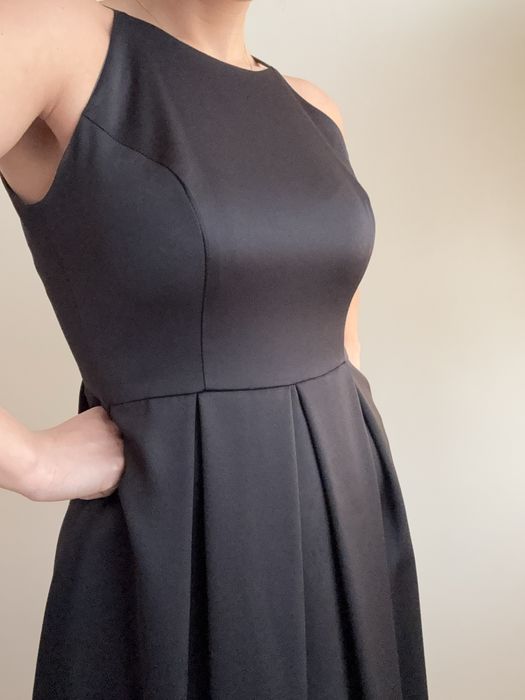 Миди черна рокля с дантела - размер S/M