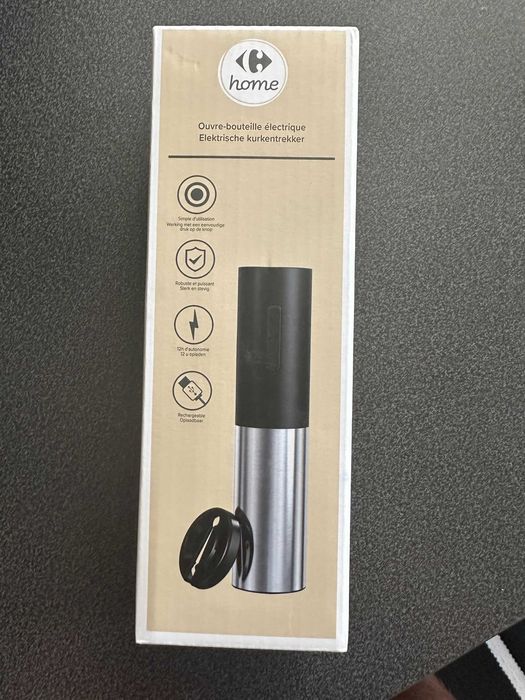 Tirbuson electric reincarcabil Carrefour Home, Negru/Argintiu