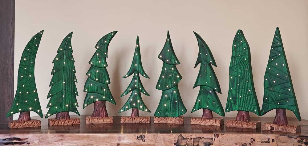 Brad ornamental de Craciun din lemn natural – Handmade, ECO, 32cm